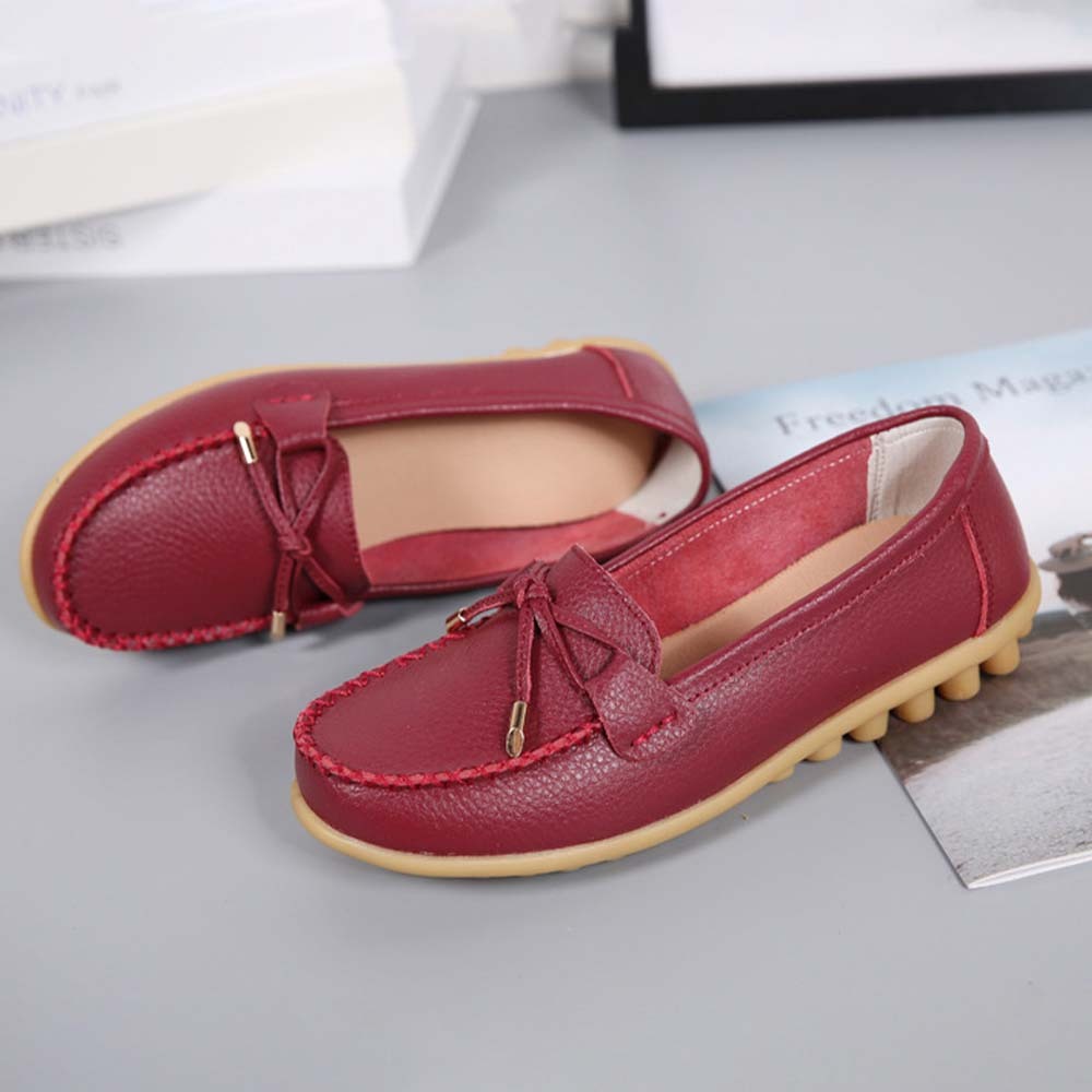 Mocasines de cuero con suela suave y transpirable para mujer Zapatos casuales