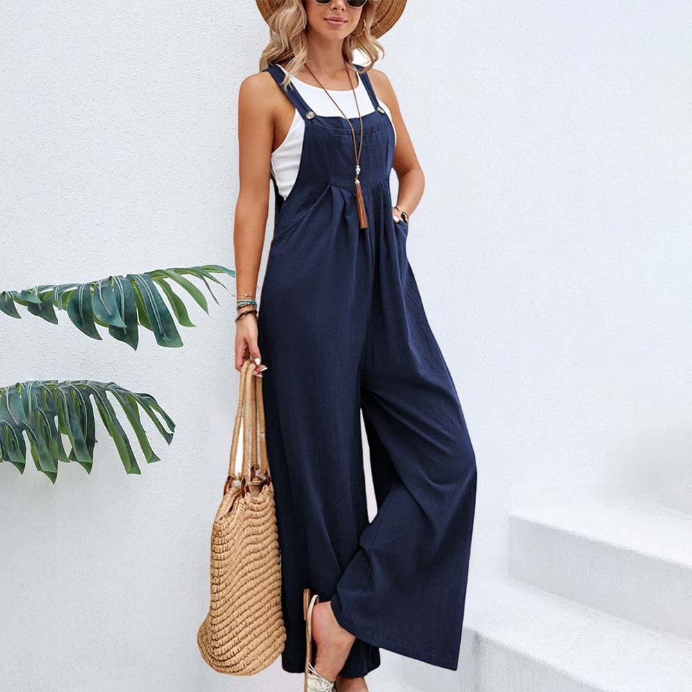 Nuevos monos casuales de mujer de color sólido a la moda