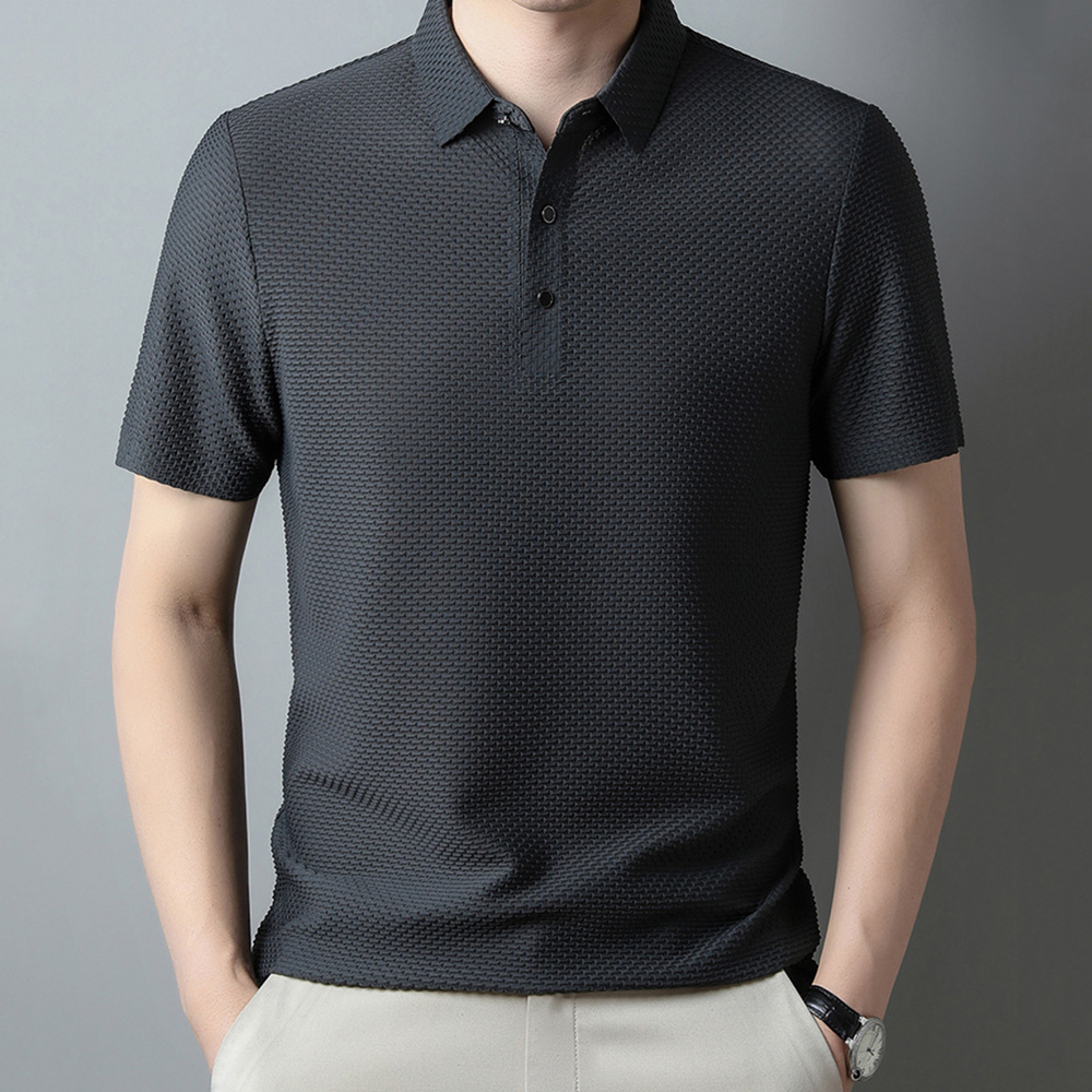 Sparkrhythm Summer new men's mesh ice silk solid color POLO shirt short-sleeved T-shirt