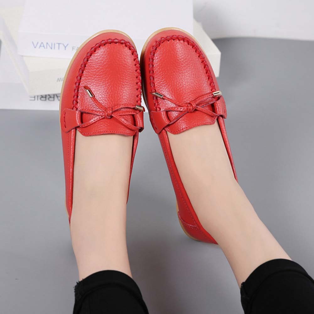 Mocasines de cuero con suela suave y transpirable para mujer Zapatos casuales