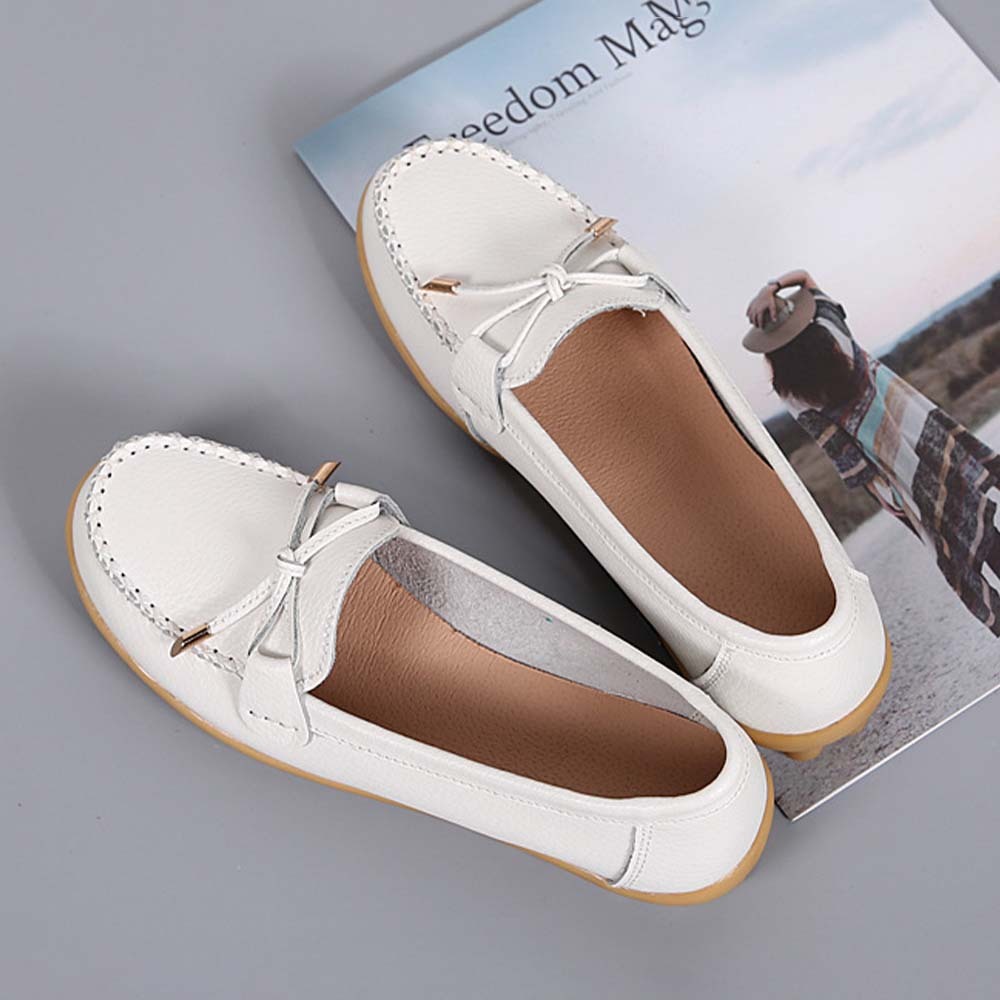 Mocasines de cuero con suela suave y transpirable para mujer Zapatos casuales