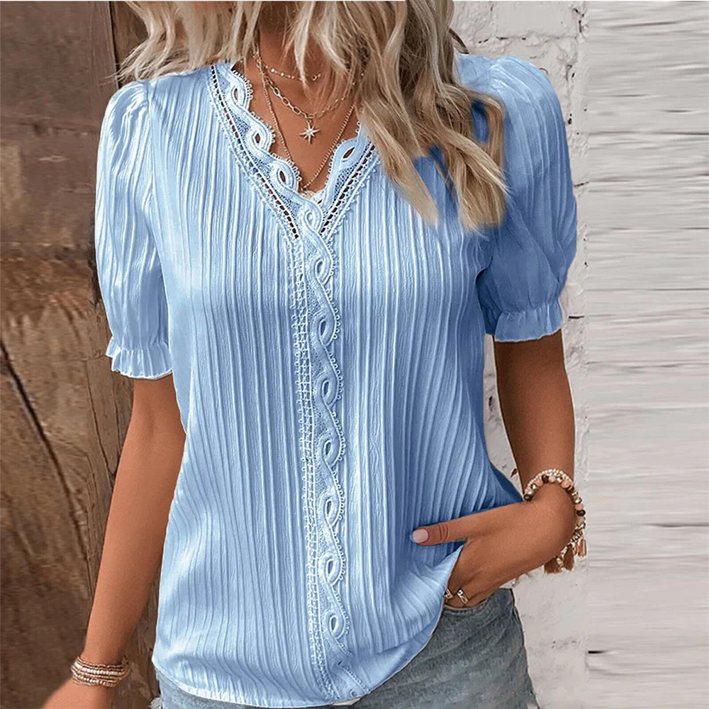 Summer new fashion hollow short-sleeved women's shirt