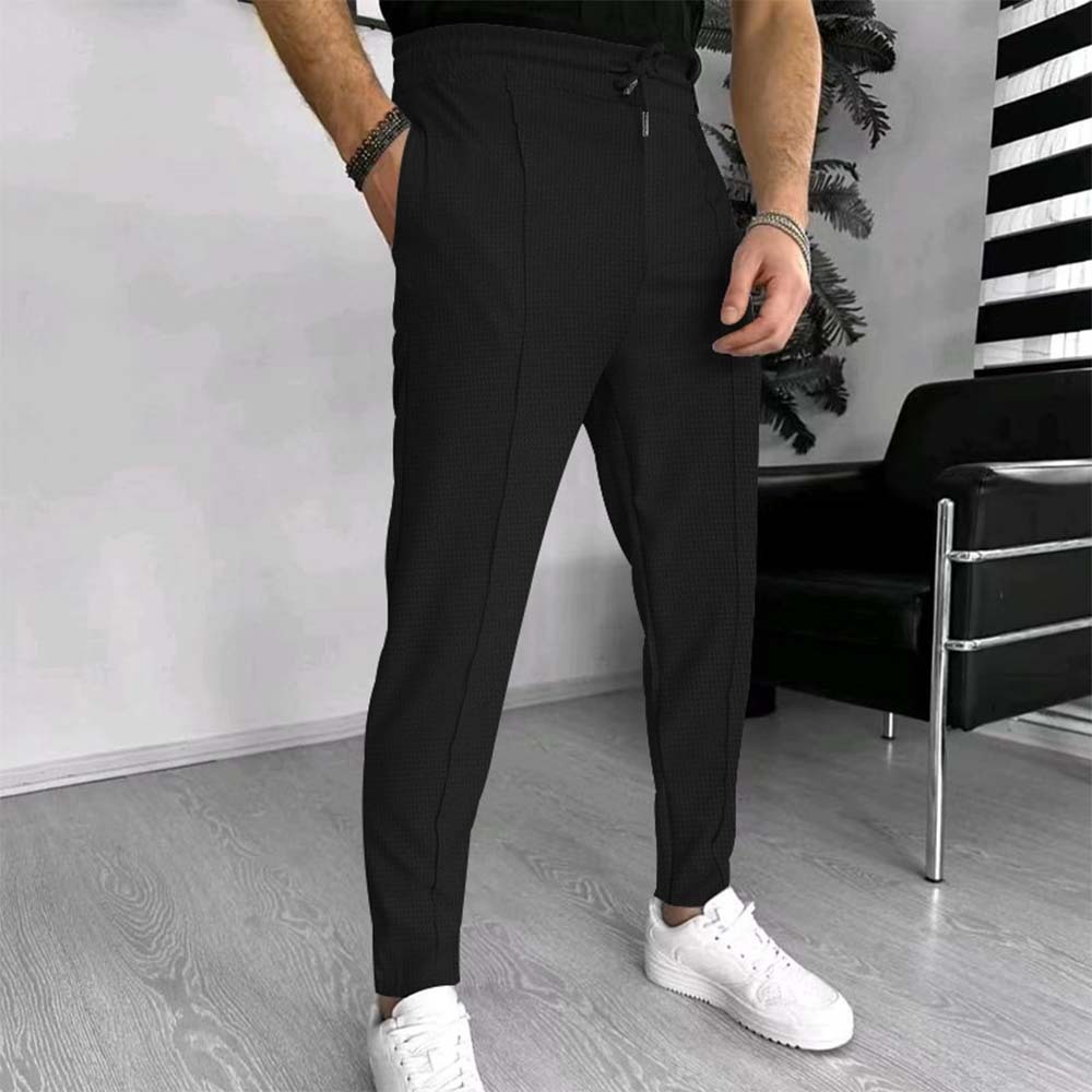 2024 nuevos pantalones de jogging de pie pequeño a cuadros tipo gofre para hombres