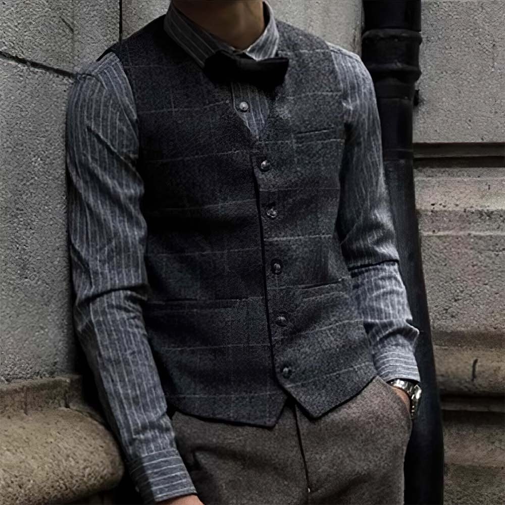 Camisa a rayas retro de primavera y otoño para hombre