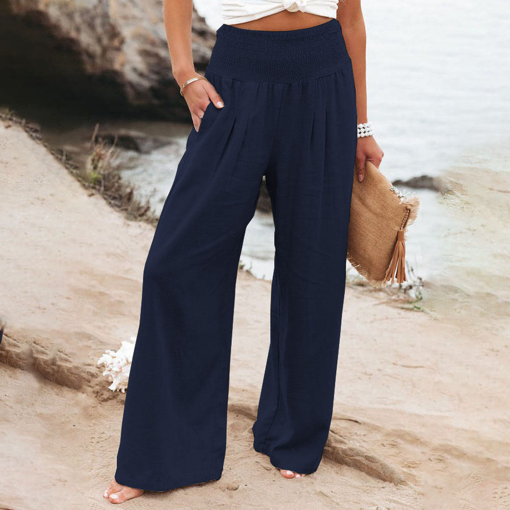 Summer new women's cotton and linen casual loose wide-leg pants