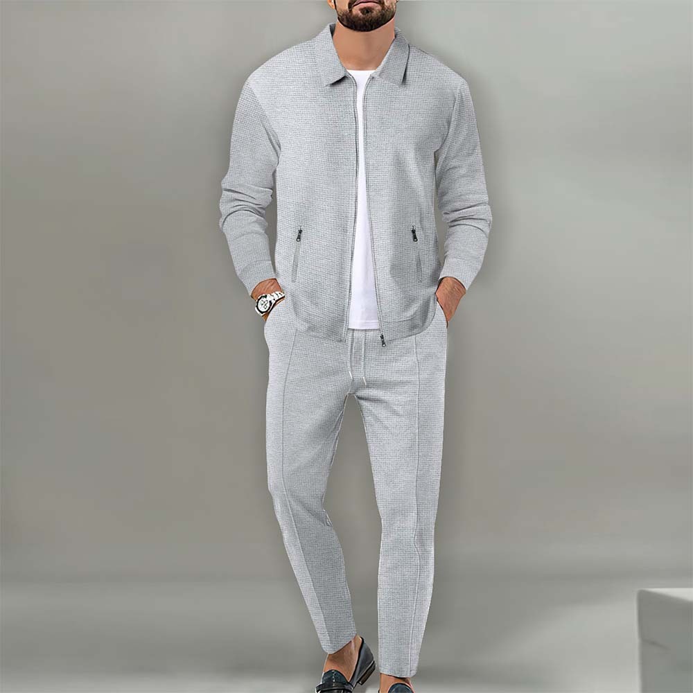 Smiledeer Men's new waffle casual sports 2-piece set