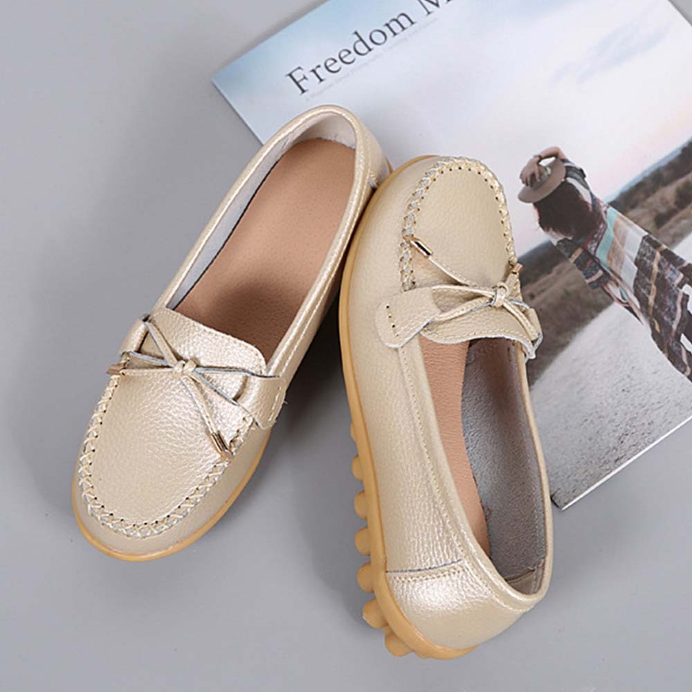 Mocasines de cuero con suela suave y transpirable para mujer Zapatos casuales