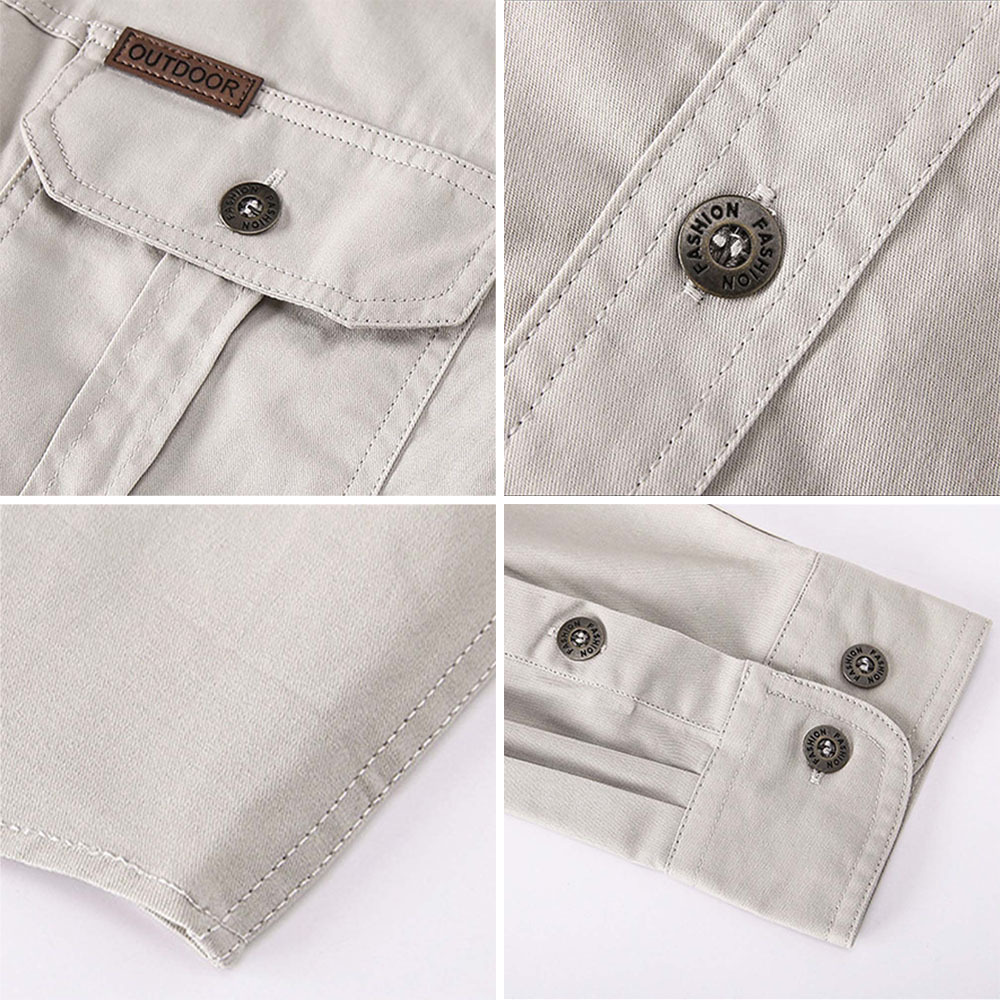 Men's new pure cotton casual long-sleeved shirt jacket