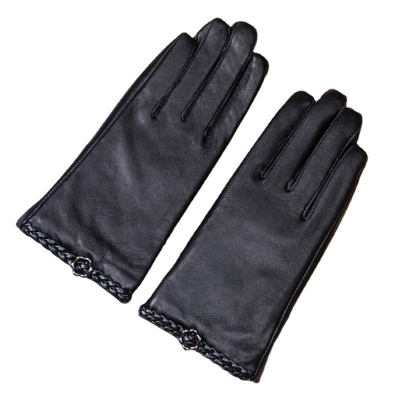 Guantes cálidos de PU para mujer de invierno elegante