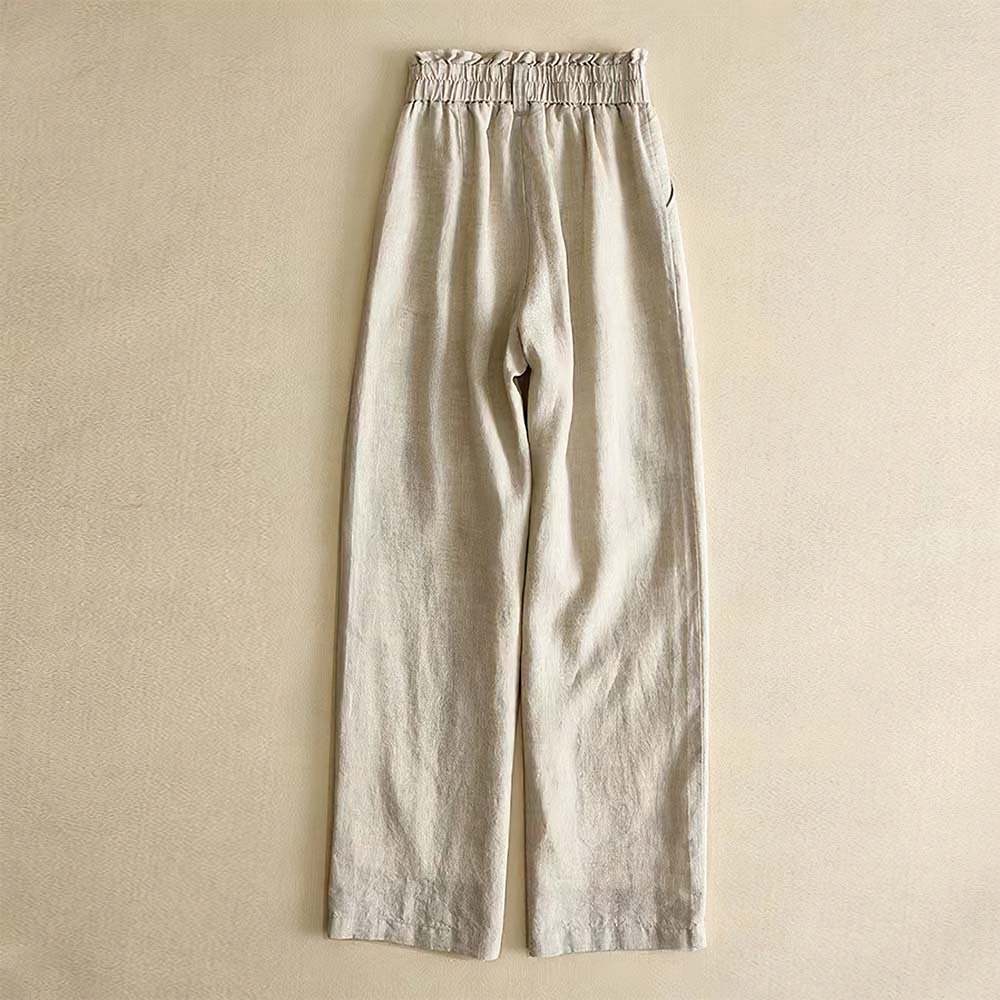 Women's Breathable and Comfortable Linen High Waisted Wide Leg Pants