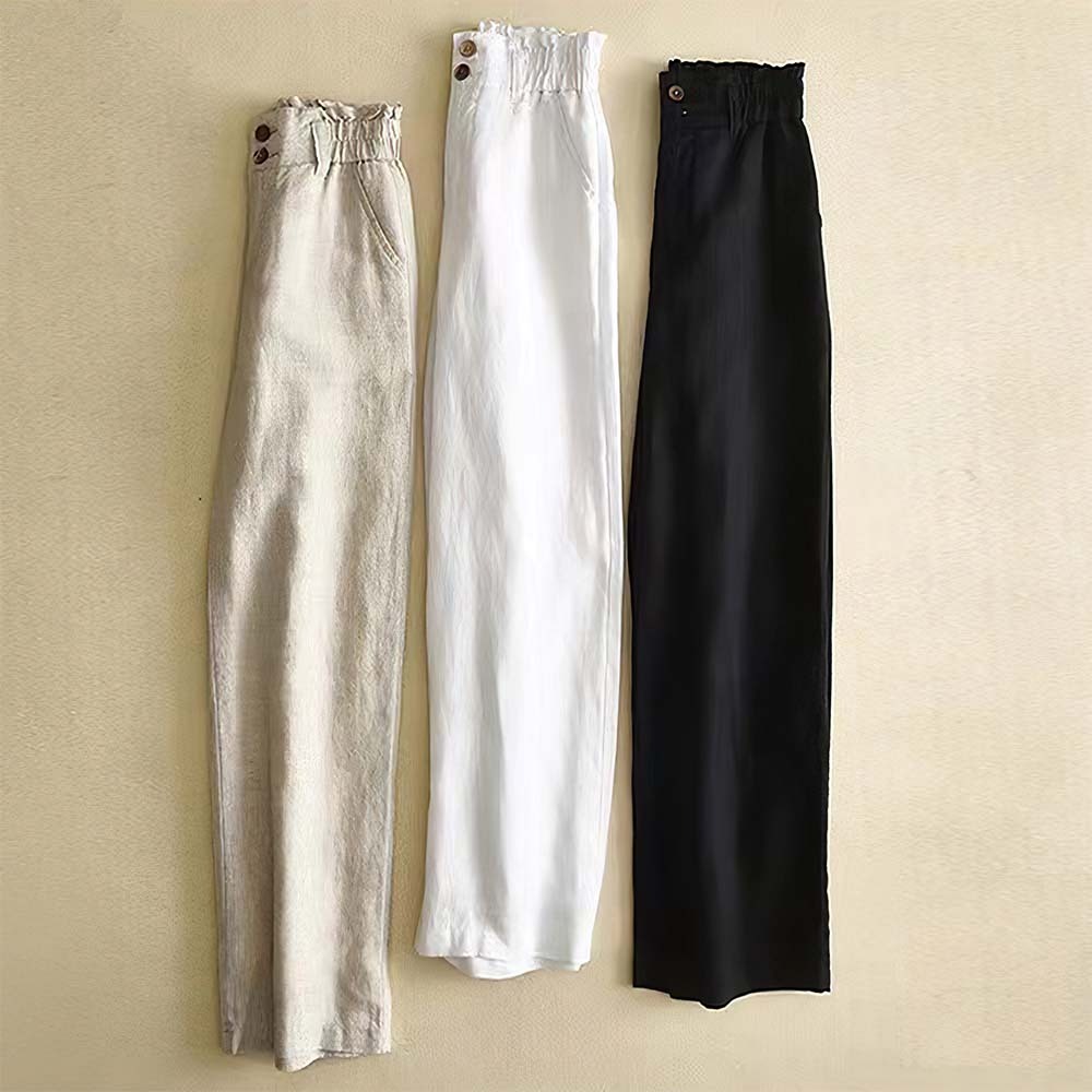 Women's Breathable and Comfortable Linen High Waisted Wide Leg Pants