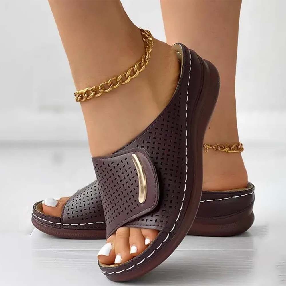 Sandalias cómodas de cuero con soporte para mujer