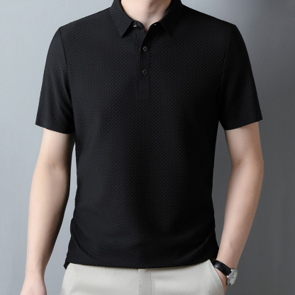 Sparkrhythm Summer new men's mesh ice silk solid color POLO shirt short-sleeved T-shirt