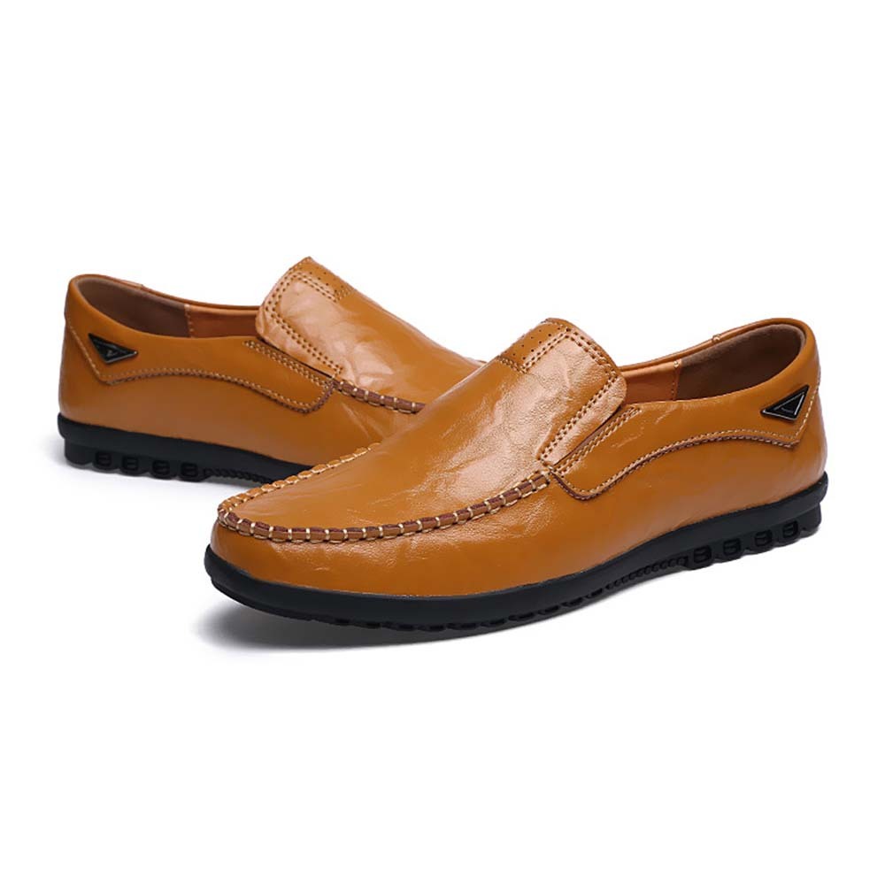 Zapatos casuales de cuero cómodos y sin cordones para hombre