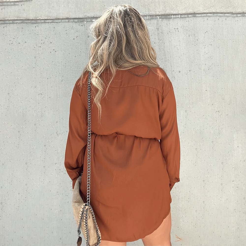 Women's Solid Color Long Sleeve Shirt Suit