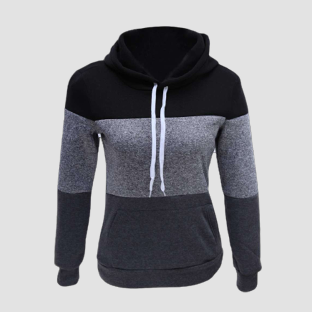 Olivoslindo Chaqueta de sudadera con capucha casual para mujer con bloque de color