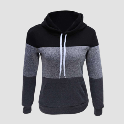Olivoslindo Chaqueta de sudadera con capucha casual para mujer con bloque de color
