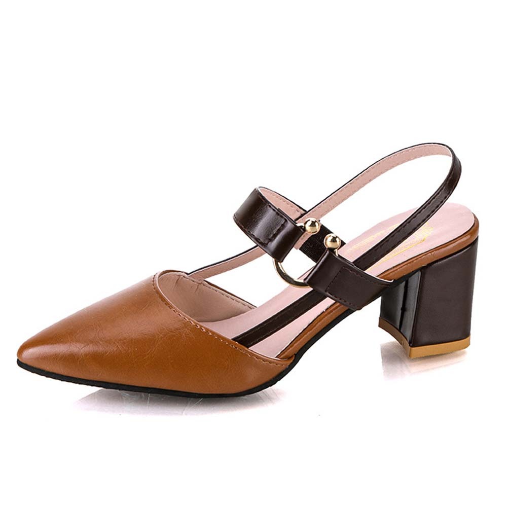  Hojanaranja Sandalias de tacón grueso de mujer con punta en punta de moda de verano