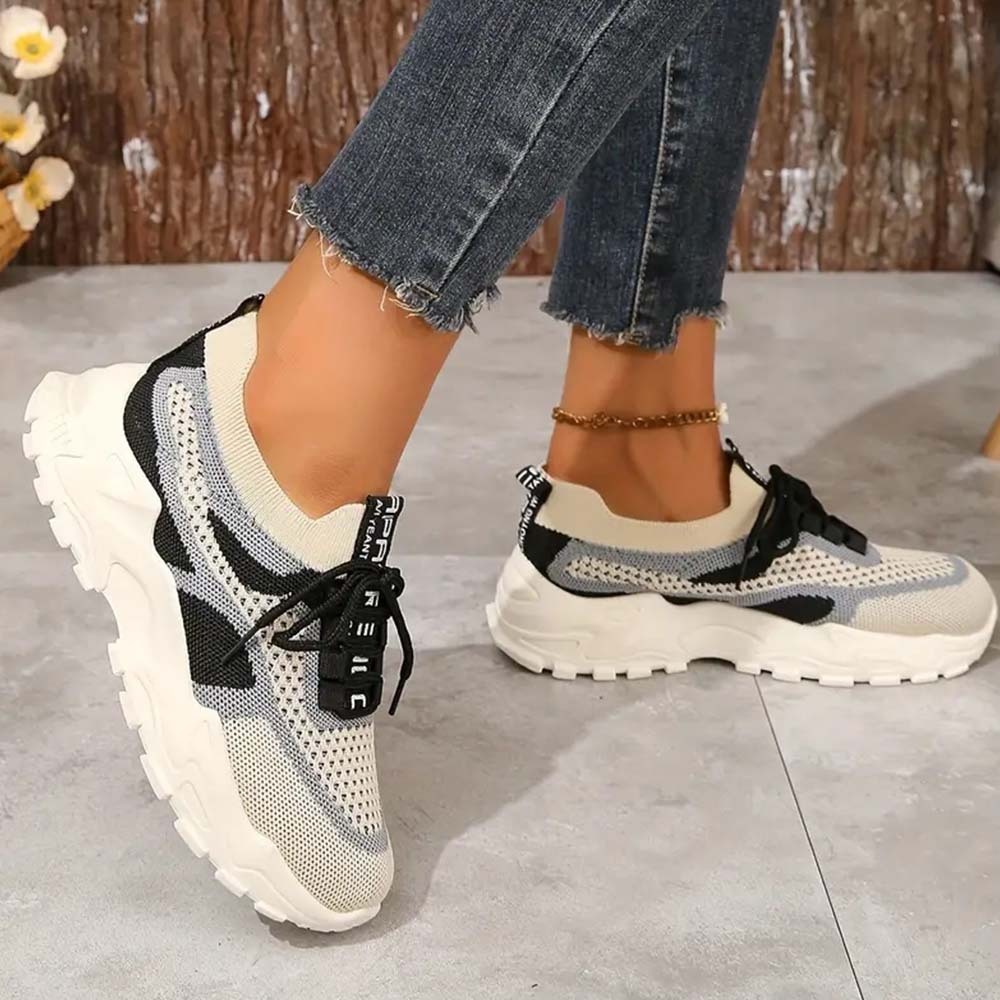 Zapatillas de deporte de suela gruesa de malla transpirable para mujer