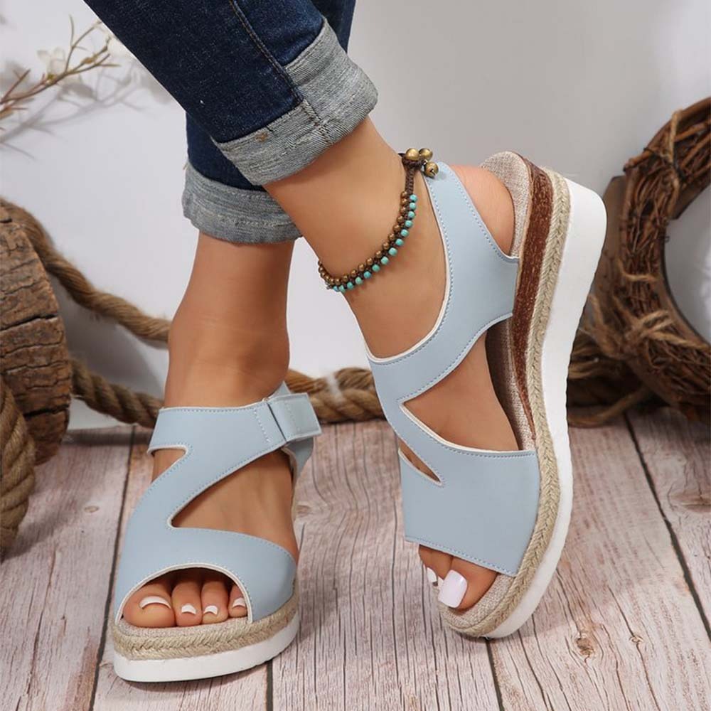 2024 nuevas sandalias informales con boca de pez y cuña para mujer