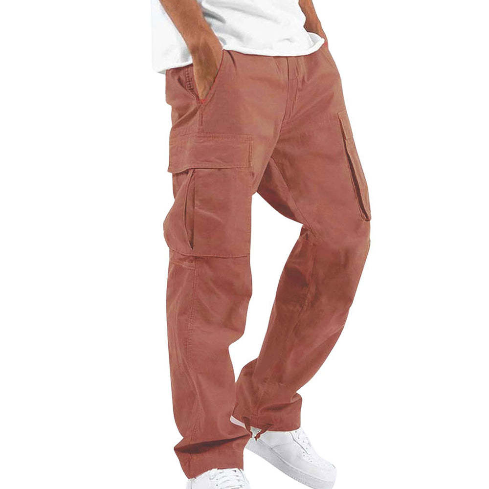 Olivoslindo Pantalones cargo multibolsillos de moda para hombre