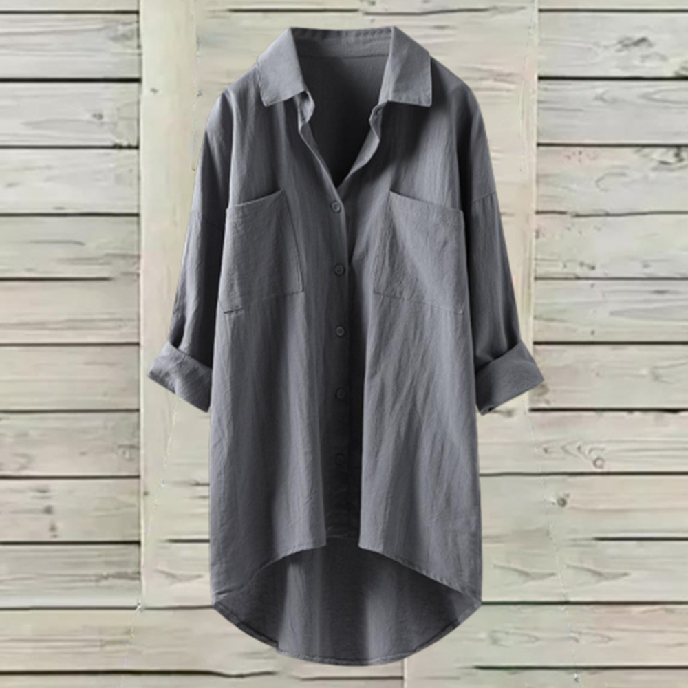 Olivoslindo Camisa casual mujer lino algodón color liso