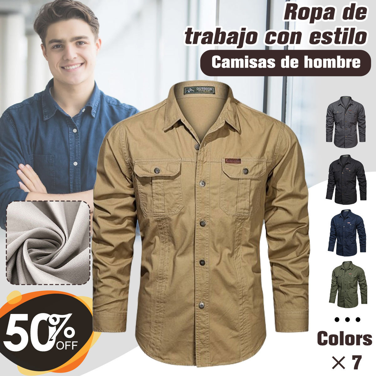 Chaqueta camisera casual de puro algodón para hombre