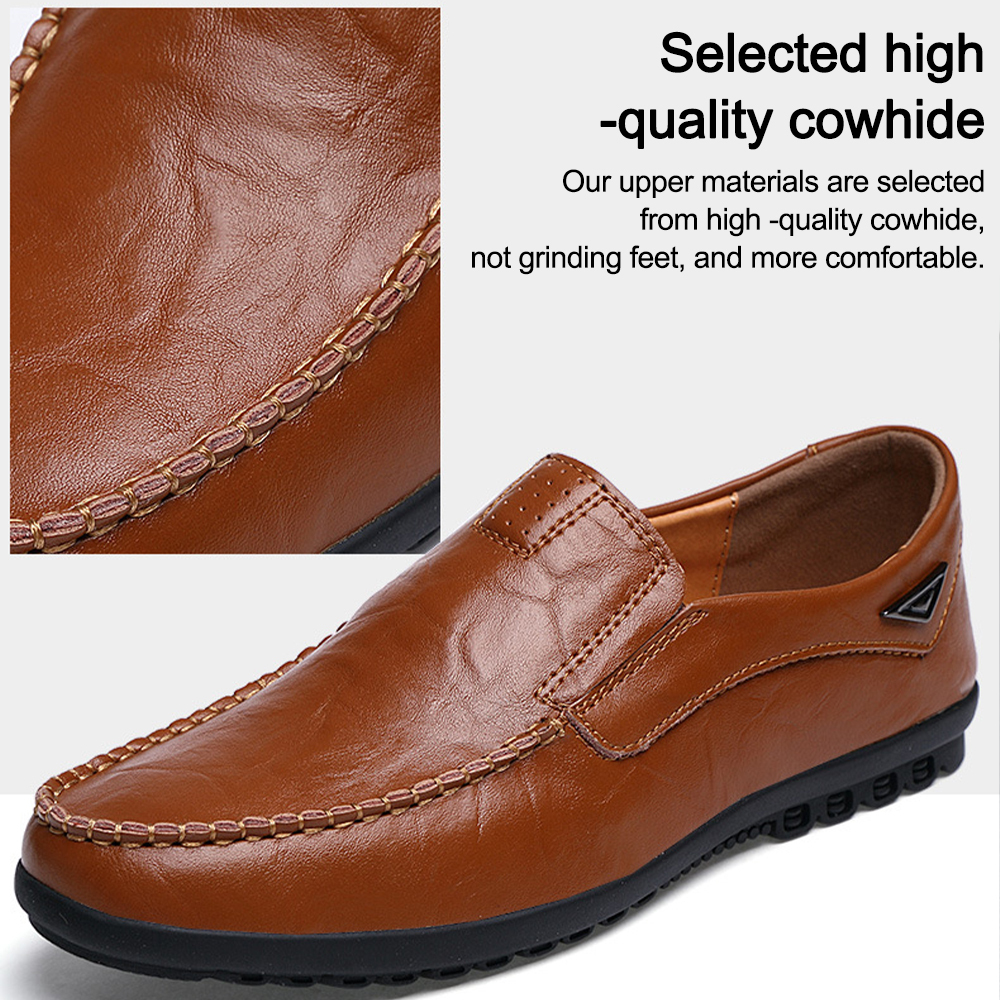Zapatos casuales de cuero cómodos y sin cordones para hombre