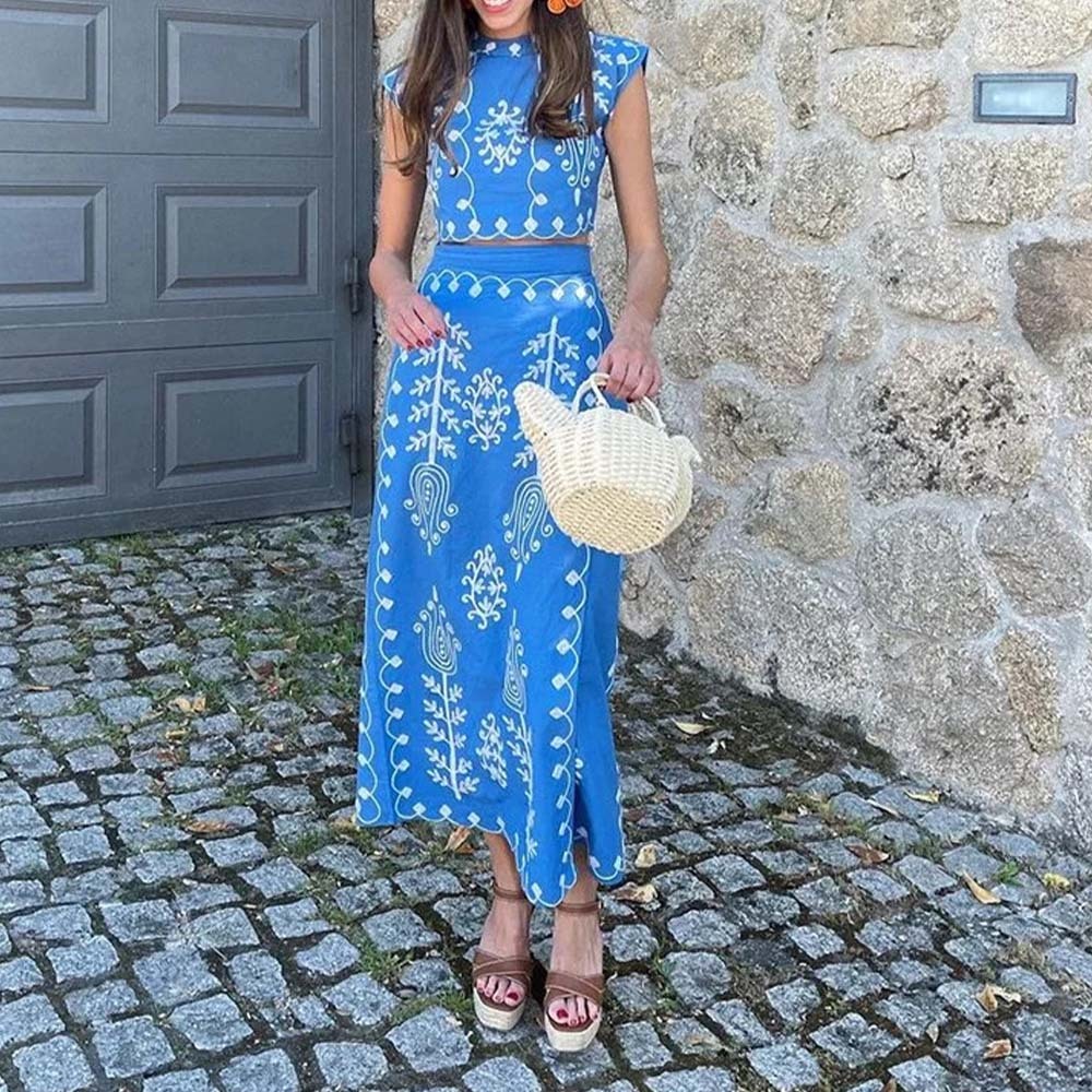 Vestido de dos piezas estampado de verano para mujer