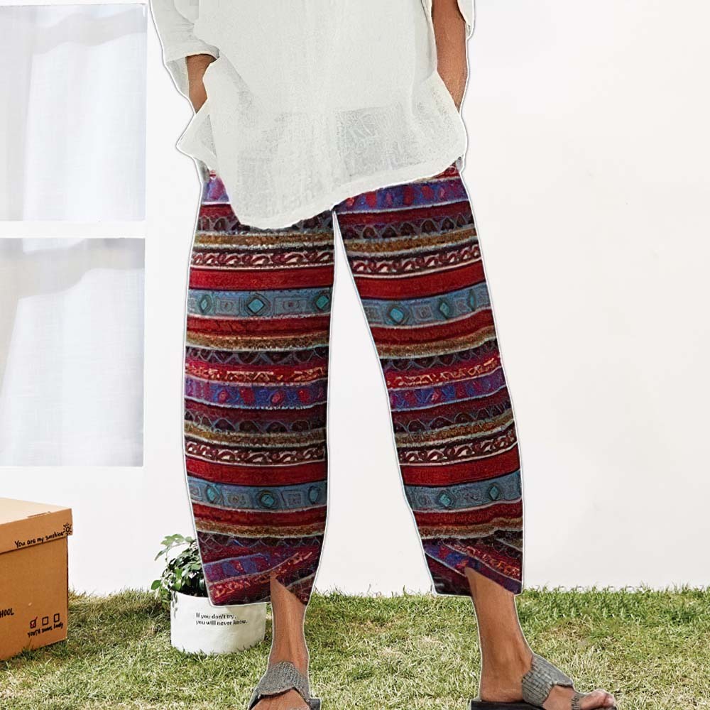 Women's Cotton Linen Loose Wide Leg Pants Casual Pants