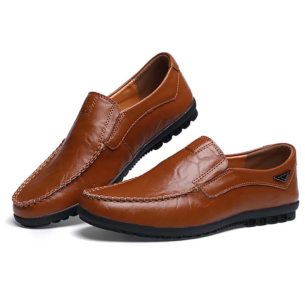 Zapatos casuales de cuero cómodos y sin cordones para hombre