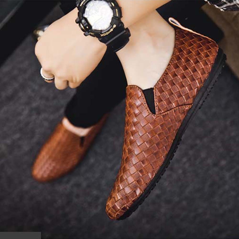 Hojanaranja Mocasines informales sin cordones de piel elástica para hombre