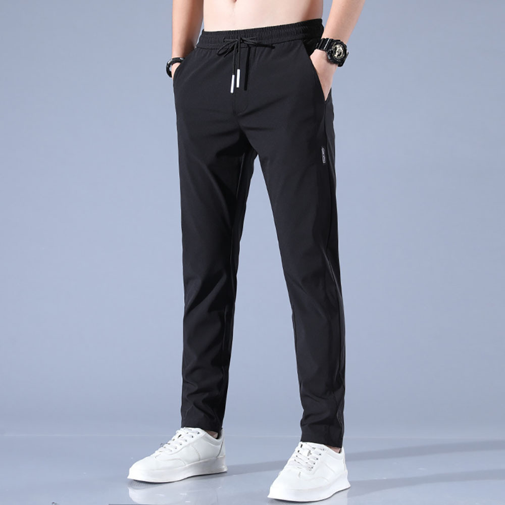 Men's breathable ice silk stretch straight casual pants