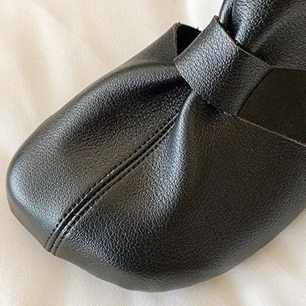 Hojanaranja Medias pantuflas mujer cómodas planas de piel