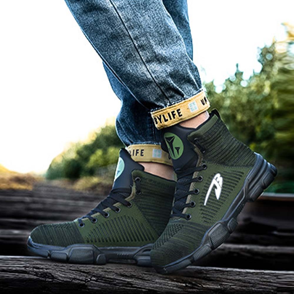 Men's anti-smash and anti-puncture high-top safety shoes