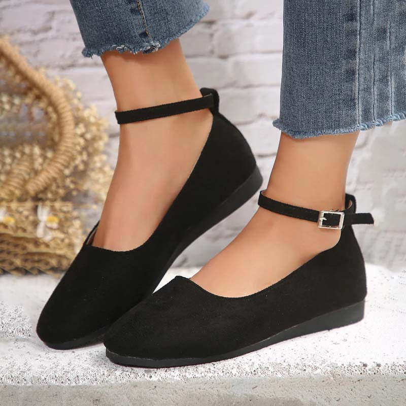 Zapatos casuales planos con hebilla cómoda para mujer