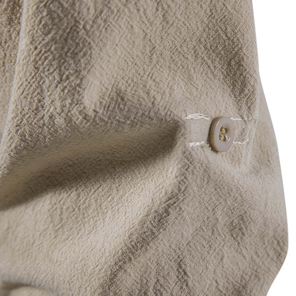 Spring Men's Cotton and Linen Stand Collar Long Sleeve Tie-Up Shirt