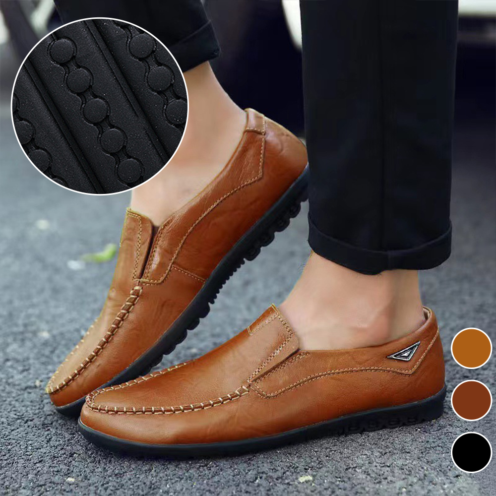 Zapatos casuales de cuero cómodos y sin cordones para hombre