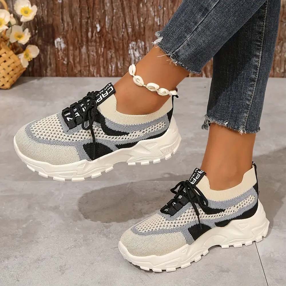 Zapatillas de deporte de suela gruesa de malla transpirable para mujer