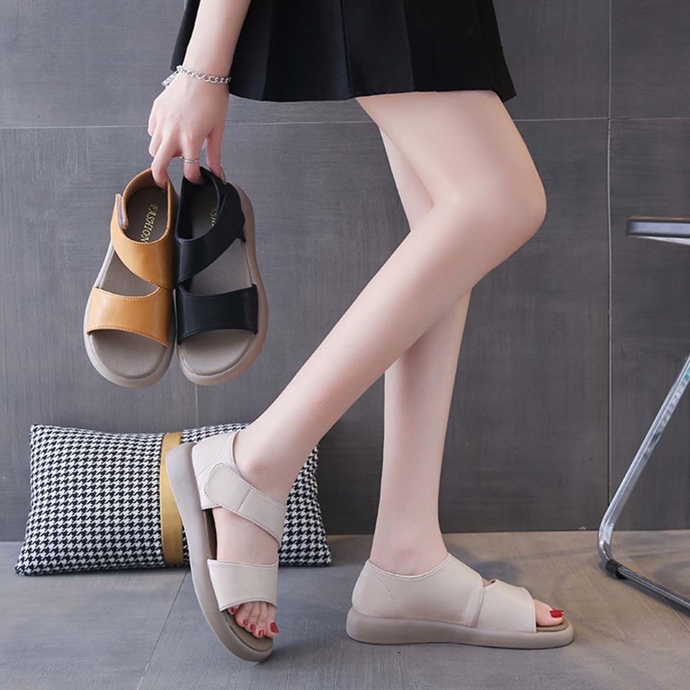 Sandalias con soporte de suela blanda estilo romano para mujer