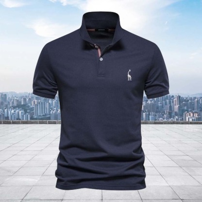 Smiledeer Men's Casual Giraffe Embroidered Short Sleeve T-Shirt Polo Shirt