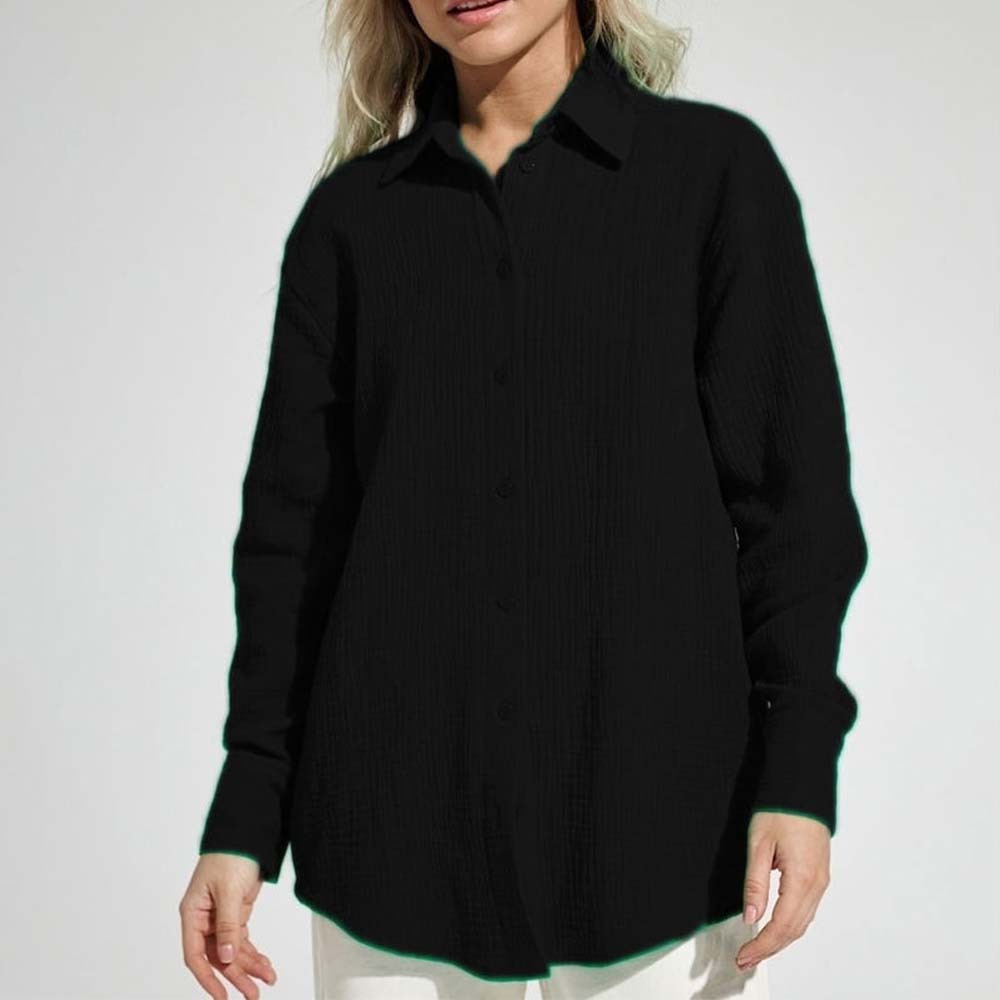 Camisa cómoda de manga larga de algodón para mujer
