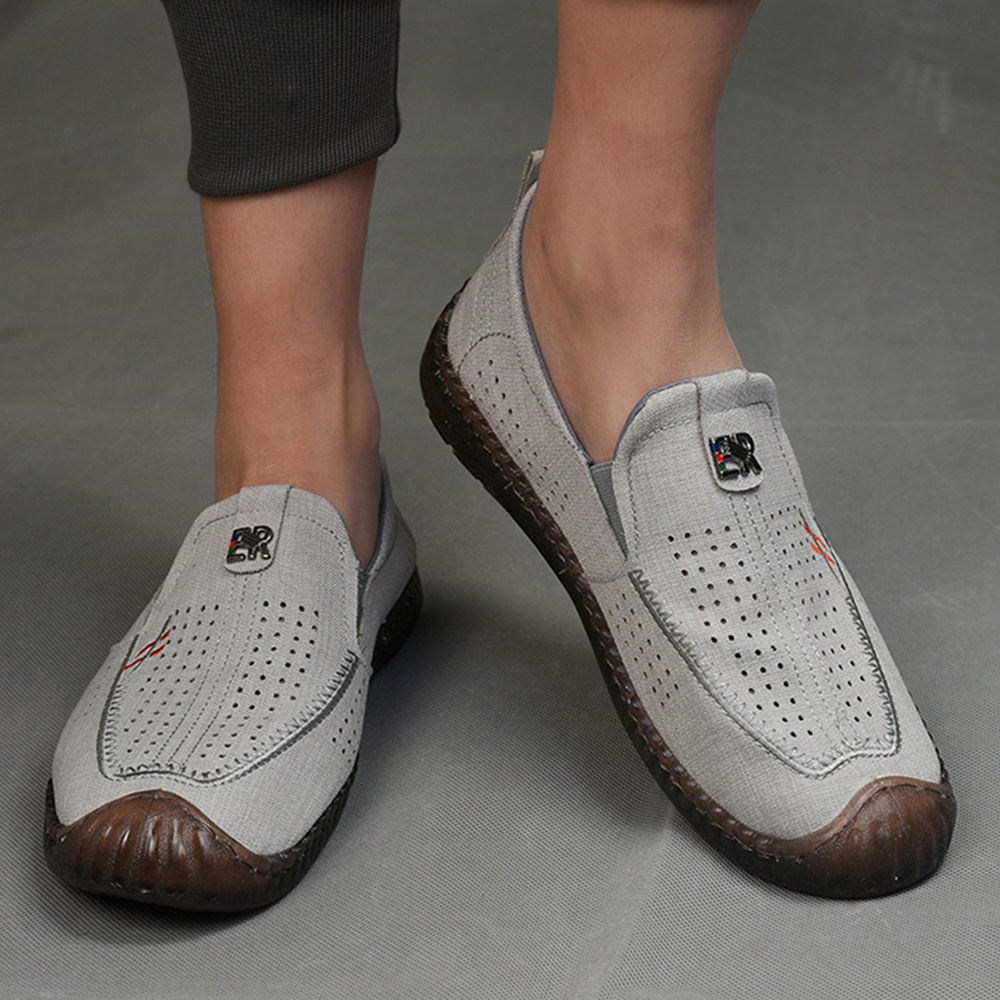 Olivoslindo Verano Nuevos zapatos casuales transpirables de tela de lino para hombres