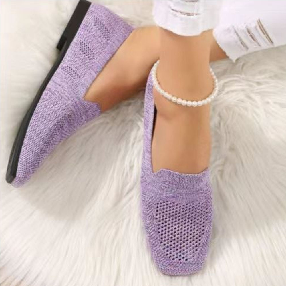 Smiledeer Spring and Autumn Knitted Breathable Flat Casual Shoes for Women