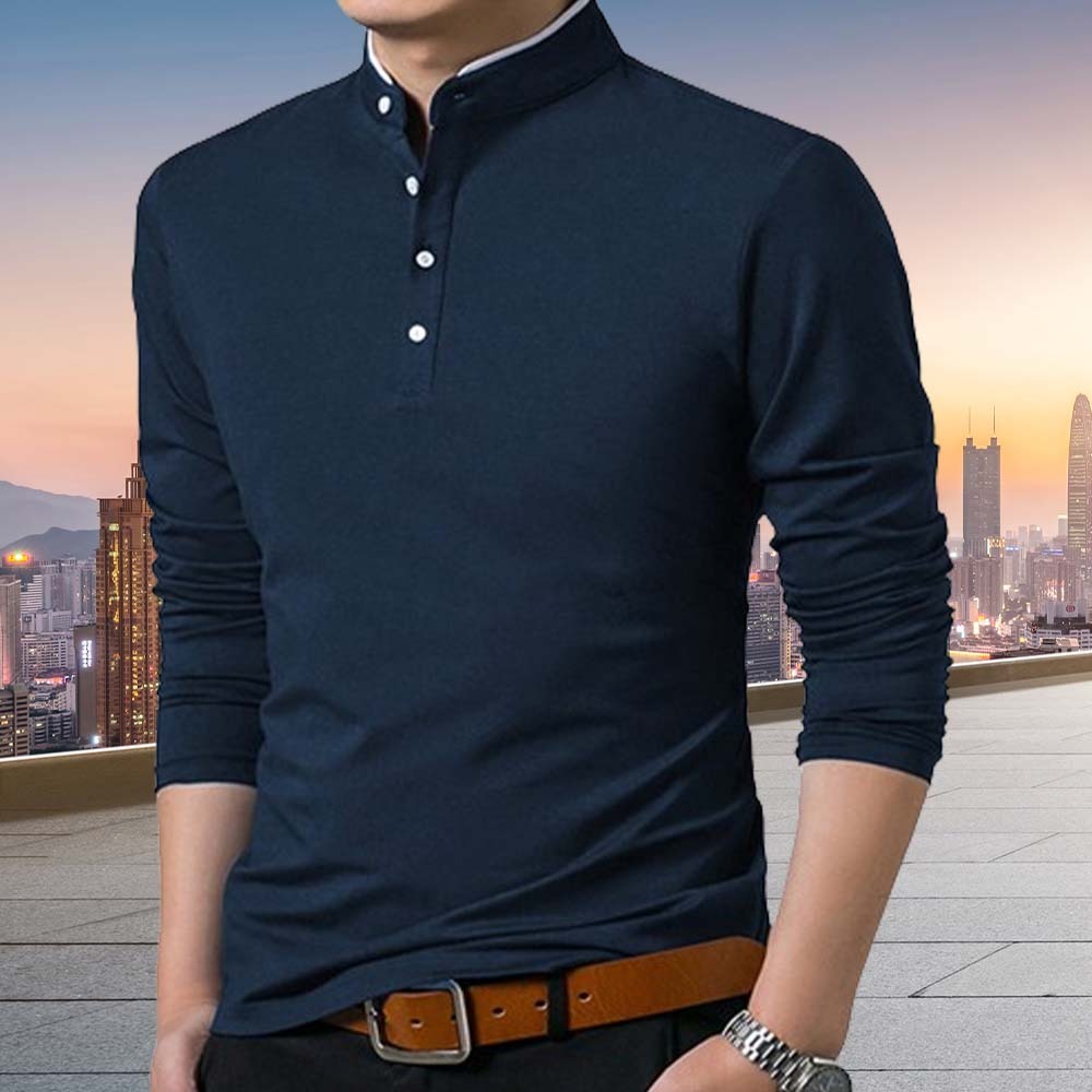 Men's Premium Business Stand Collar Long Sleeve T-Shirt