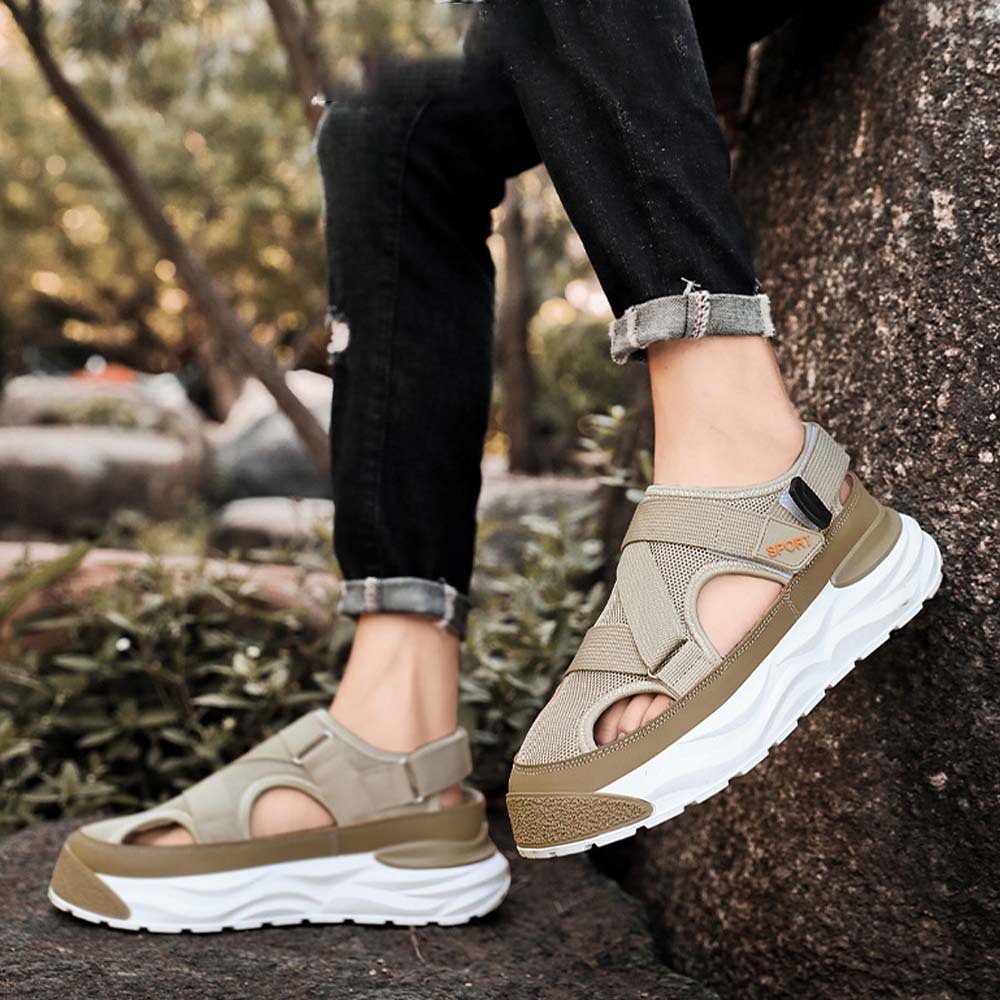 Sandalias deportivas con suela gruesa y velcro transpirable para hombre