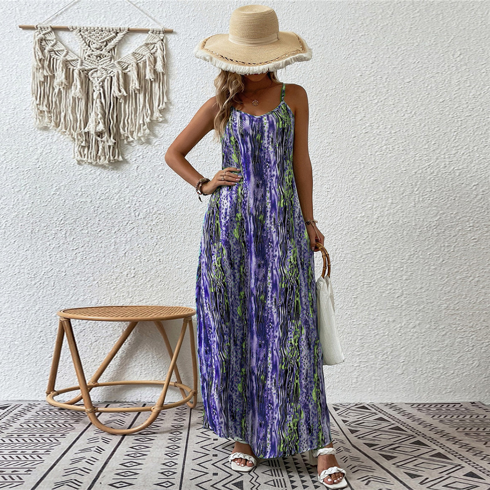 Olivoslindo Nuevo vestido de tirantes informal estampado de moda