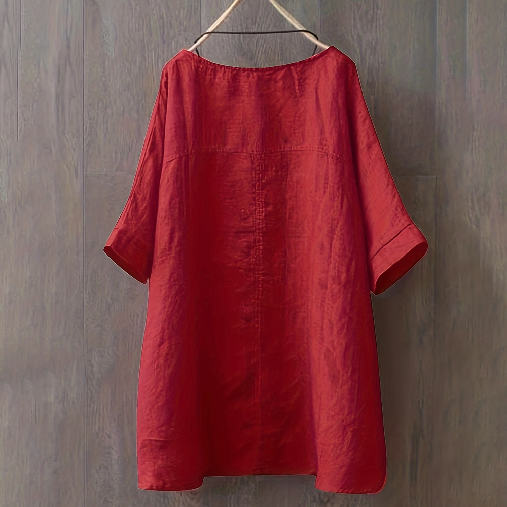 Summer Fashion Round Neck Irregular Pocket T-Shirt for Women