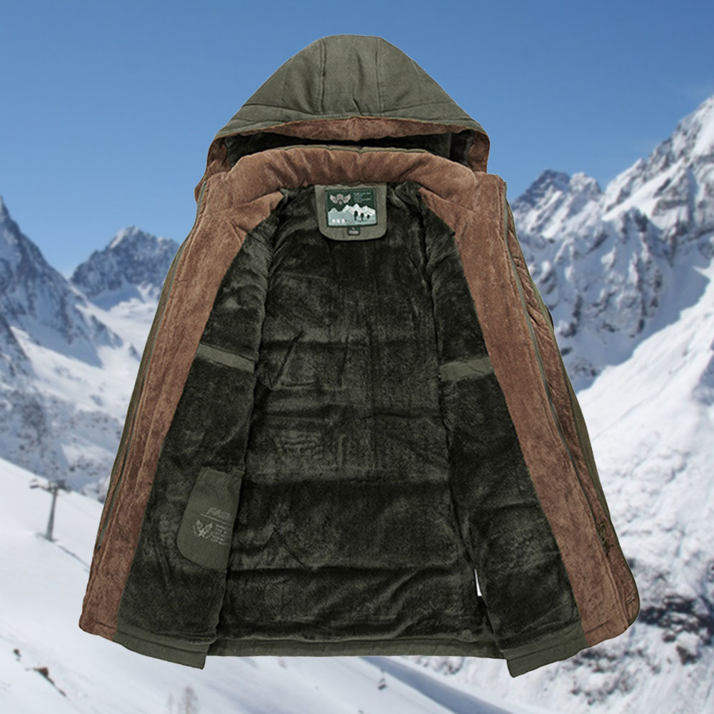 Glowtomato™ Winter men's warm mid-length fleece hooded cotton coat