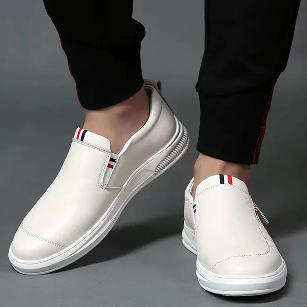Olivoslindo Mocasines con cremallera de moda transpirable para hombres de estilo británico